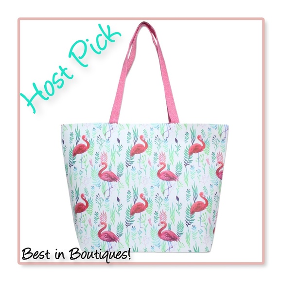 flamingo beach tote